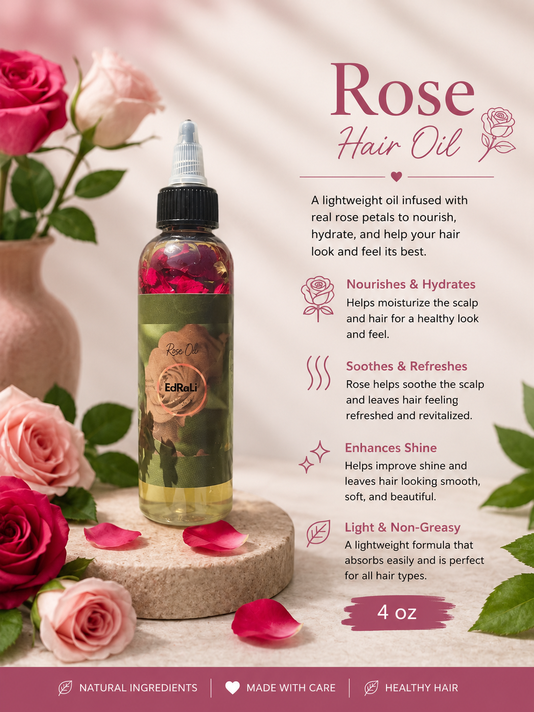 Rose Hair Oil 4oz